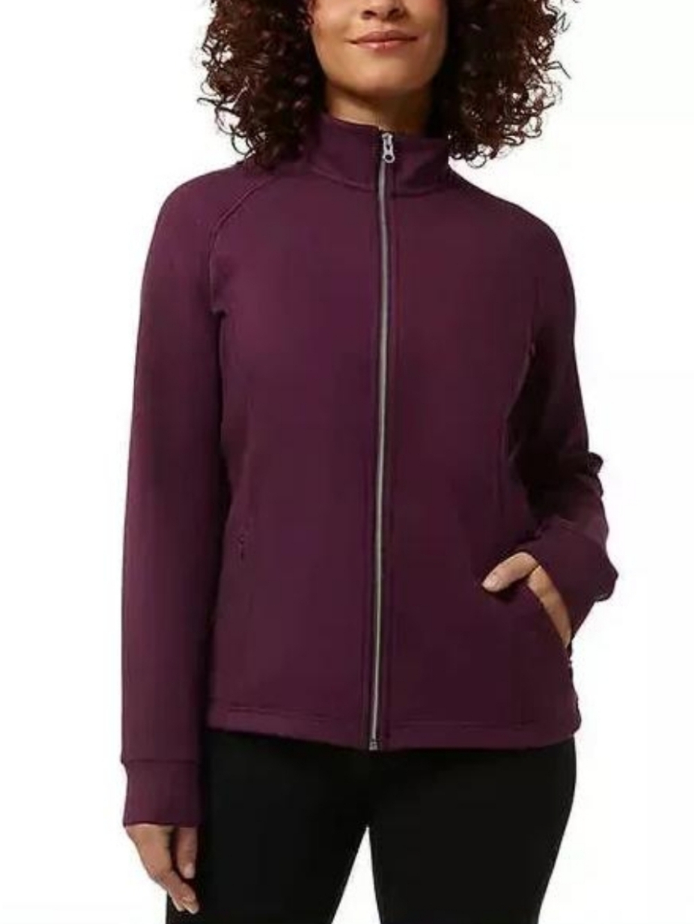 32 Degrees Heat Soft Tech Fabric Active Full Zip Jacket Plum Sz XXL